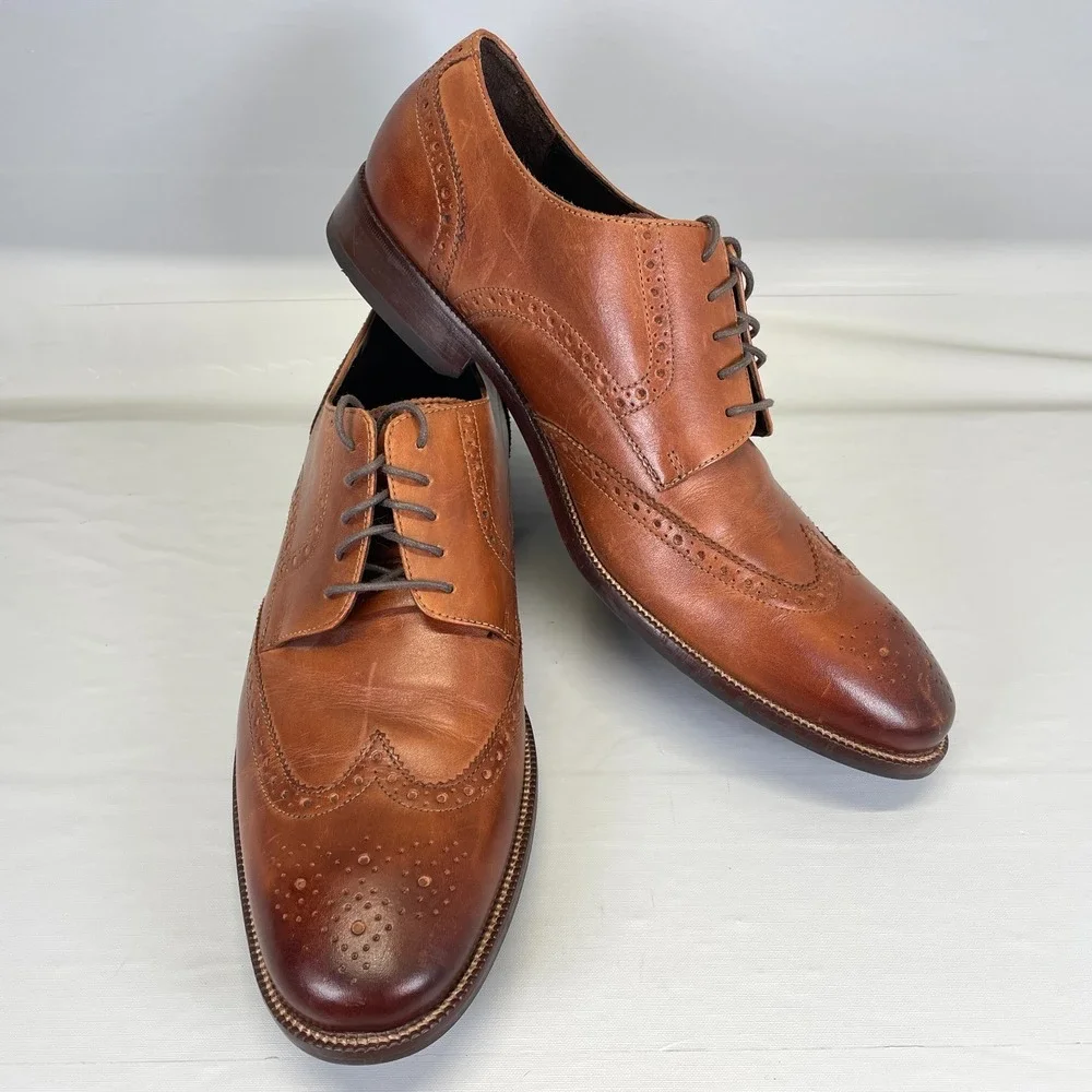 Cole Haan Benton Wingtip Dress Shoes Mens Size 11.5 M Brown Leather Oxfords